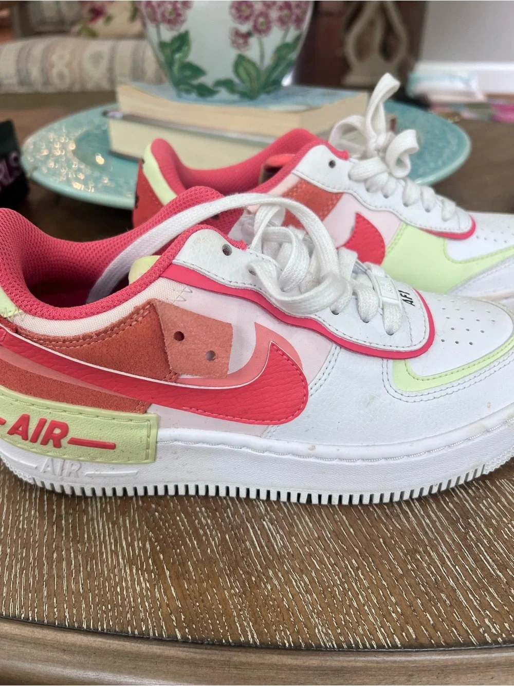 Nike Low-Top Sneakers — White, Pink & Light Green Accents